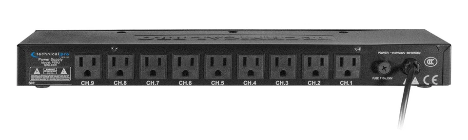 Technical Pro PS9U 1U Rack Mount DJ Pro Audio Power Supply w/ USB Charging Port - Image 3 of 4
