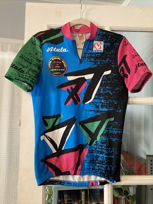 ATALA VINTAGE ITALY 1990'S CYCLING VELO SHIRT JERSEY DE MARCHI SIZE M