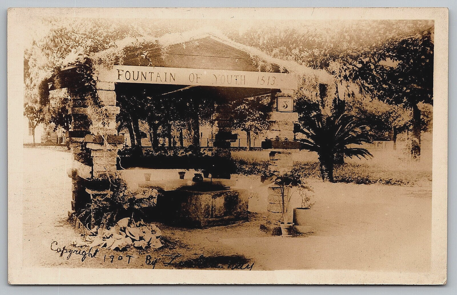 Original Old Postcard Fountain Of Youth Ponce De Leon St. Augustine Florida USA
