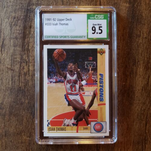 1991 Upper Deck #333 Isiah Thomas Detroit Pistons 💎 CSG 9.5 / 10 Gem Mint Pop 1 - Picture 1 of 2