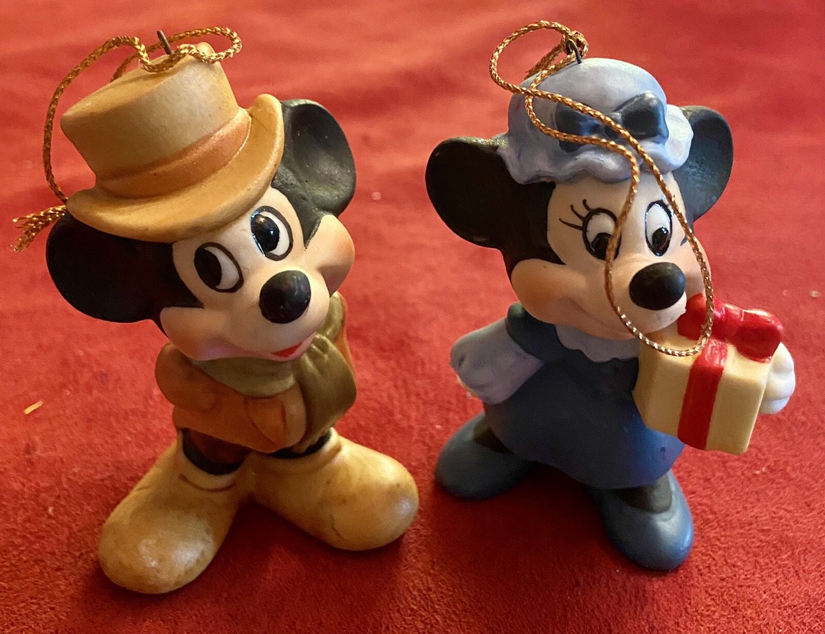 Vintage Disney Mickey and Minnie Ceramic Christmas Ornaments Made