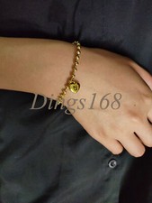 18K Yellow Gold Filled Italian 0.4"x0.5" Heart 6 2 inch 3 mm Bead Chain Bracelet