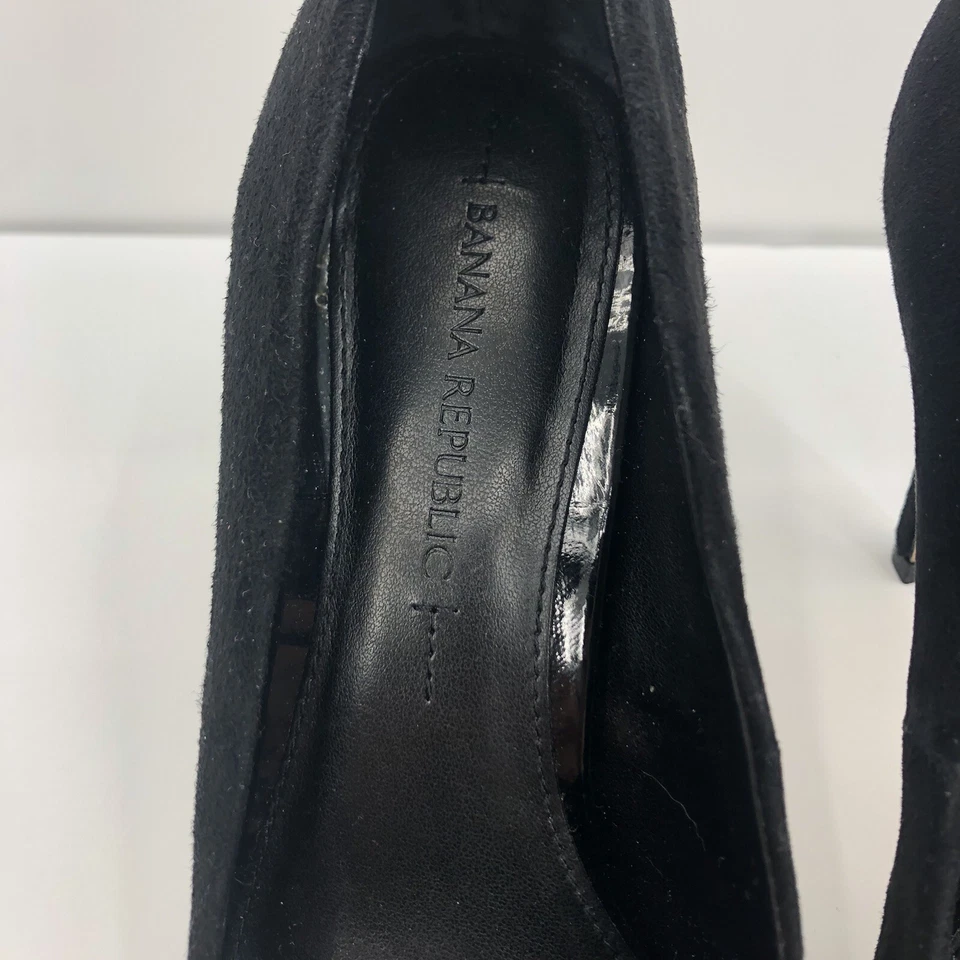 Banana Republic 女式黑色麂皮绒皮革高跟鞋 7 码 — 第 2/4 张图片