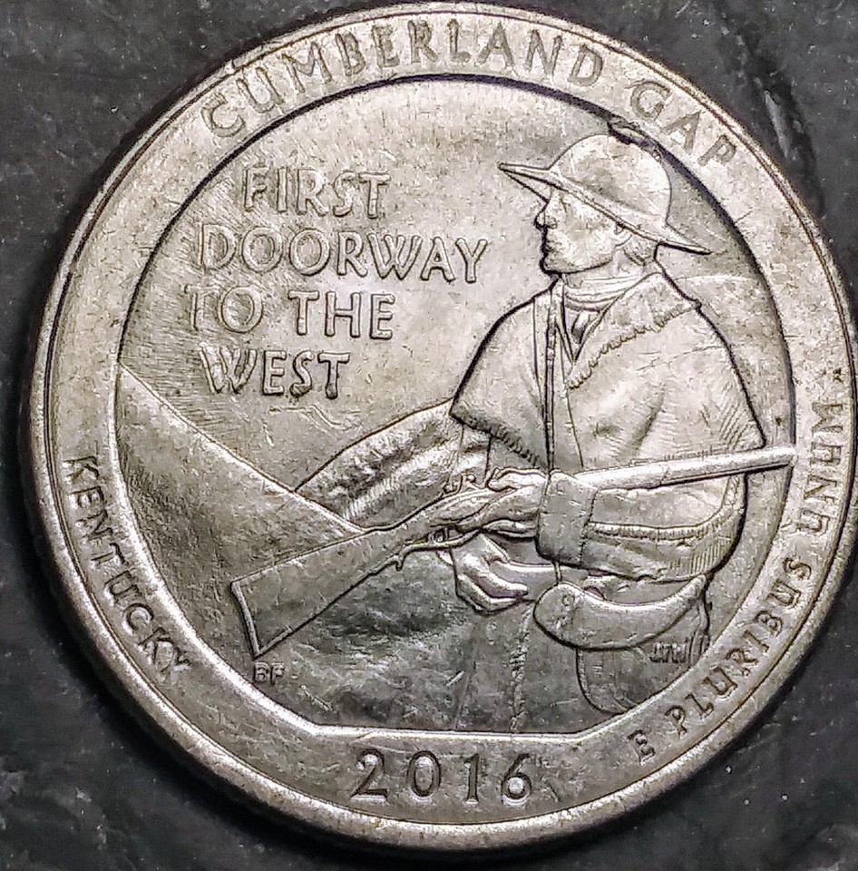 2016 P Cumberland Gap Kentucky ATB Quarter 25c Die Chip Error On Hat