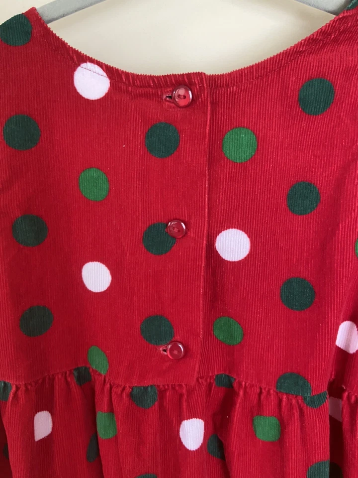Vestido Jersey Niña Cordón Rojo Con Lunares Verdes y Blancos Talla 6X EDICIONES RARAS Foto 4 de 4