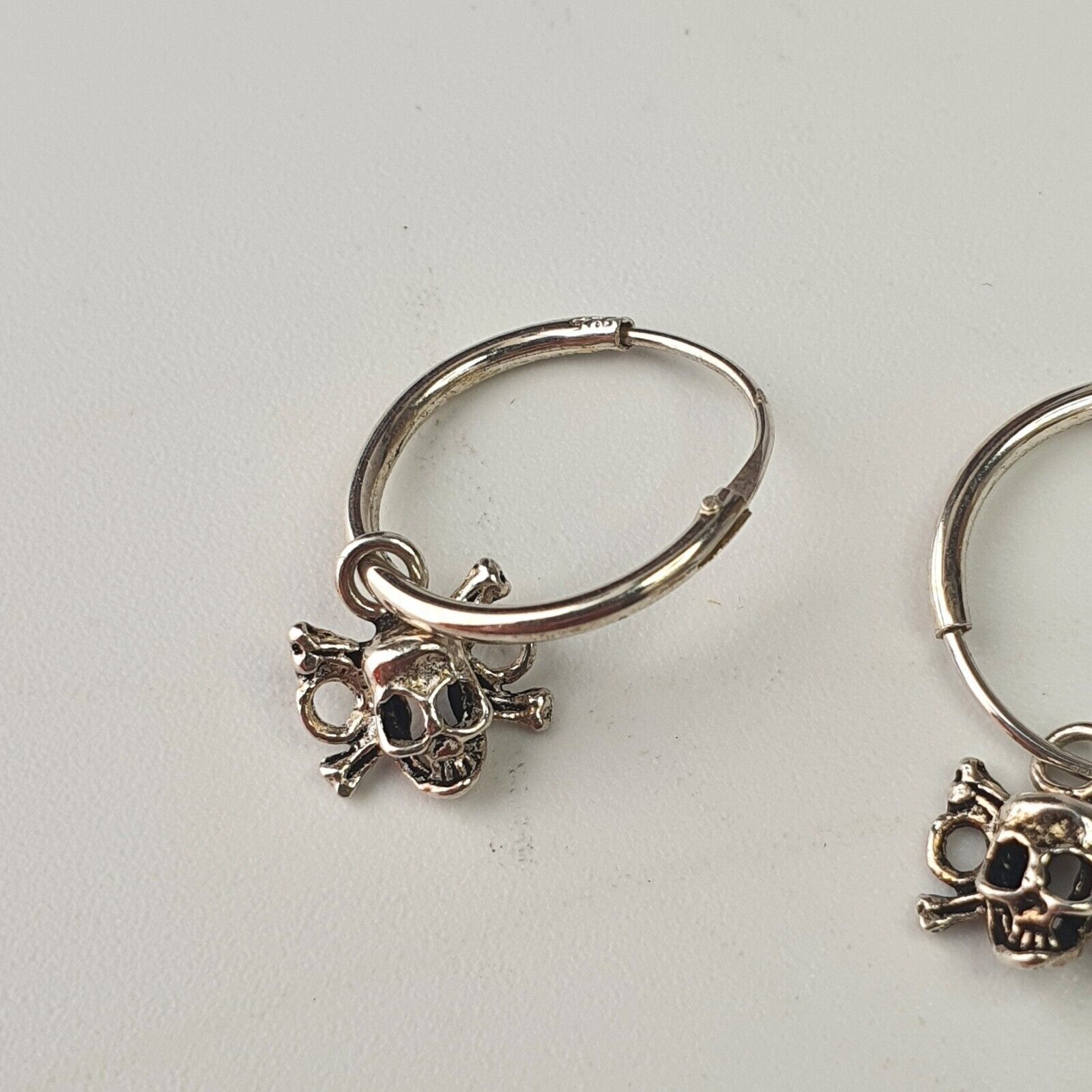 Solid Sterling Silver 925 Skull Cross Bones Gothi… - image 4