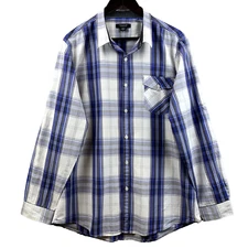 STRUCTURE Button Up Shirt Men's Sz Extra Large Modern Blue Black White Red Plaid