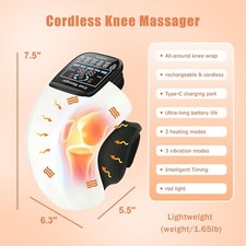 Knee Massager, Cordless Massager with Heat and Compression LED Screen Wearable