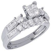 Prinzessin Diamant Hochzeits Braut Set 10K WeißGold Verlobungsring 0,90 Ct