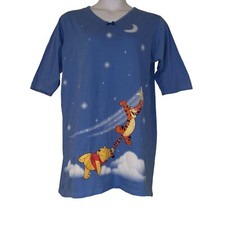 Vtg Disney Winnie the Pooh T Shirt Pajamas Womens L XL Nightshirt Tigger Star