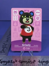 GRIZZLY #394 AUTHENTIC US PACK FRESH Animal Crossing Series 4 Amiibo Card [eSE]