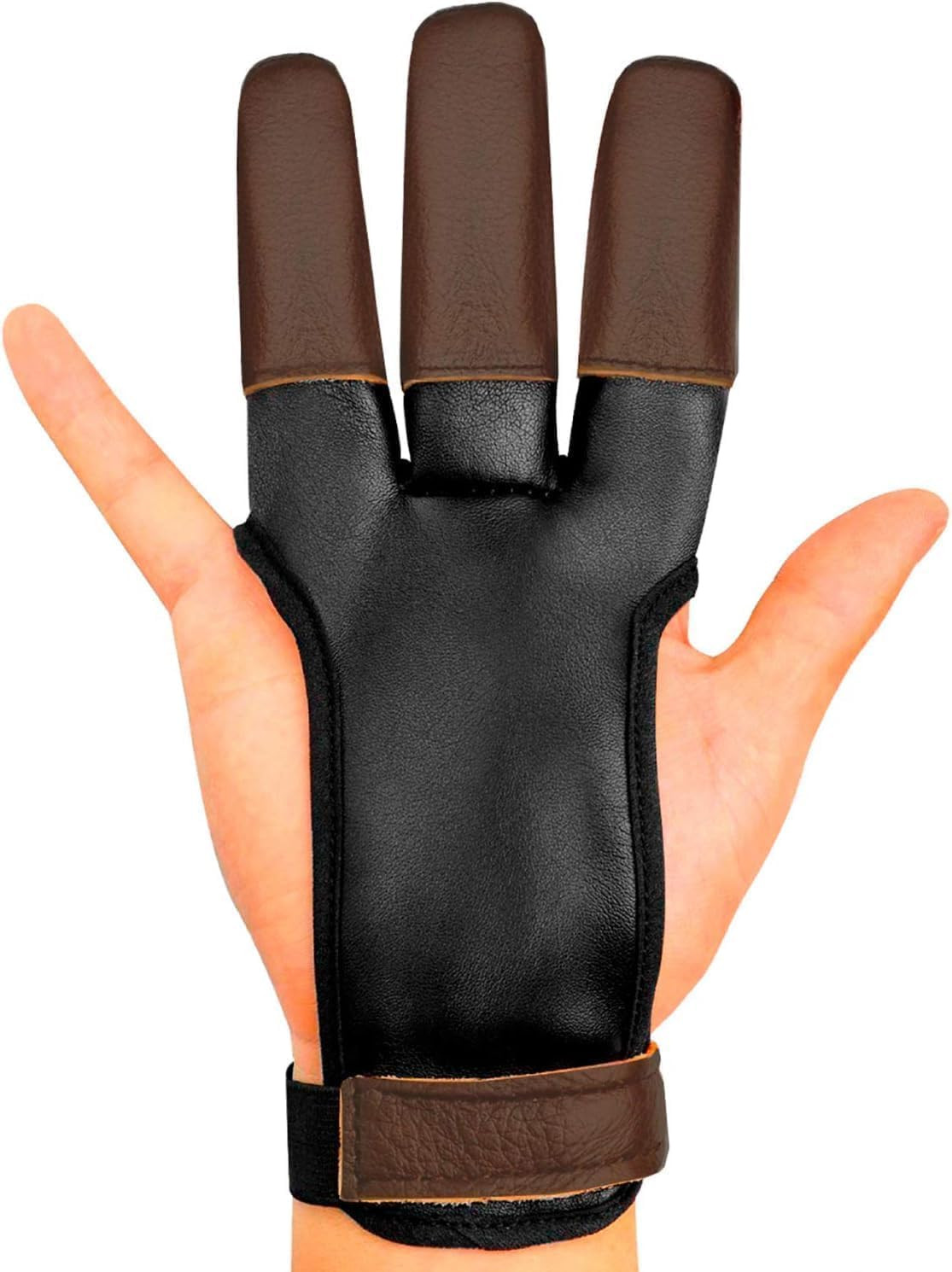 Archery Glove - Three Finger Tab with Durable Leather Finger Protector for Recur
