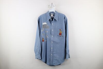 Vtg 90s Warner Brothers Mens Small Spell Out Bugs Bunny Las Vegas Button Shirt