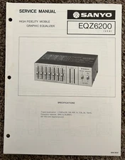 1979 Sanyo EQZ 6200 High  Fidelity Mobile Graphic  Equalizer Service Manual