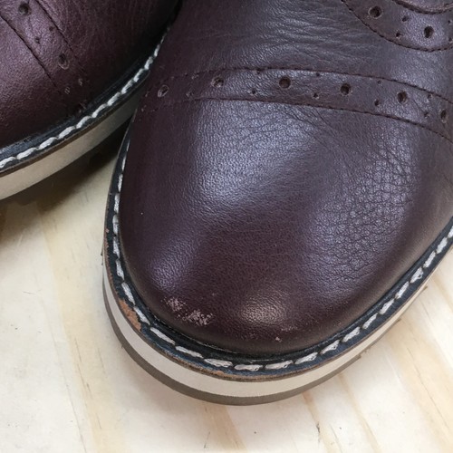 TOMS Boots Mens 11.5 Brogue Casual Wingtip Ankle Bootie Maroon Leather Lace Up - Picture 4 of 17