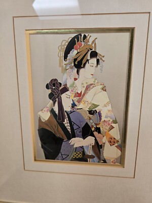 Pair of Haruyo Morita Japanese Serigraphs Matted Framed Signed Stamped Ren-Wil