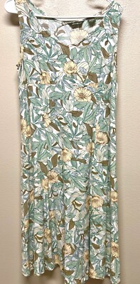 Vintage Eddie Bauer Boho Floral  Dress Size 8 Below the Knee Sleeveless Dress