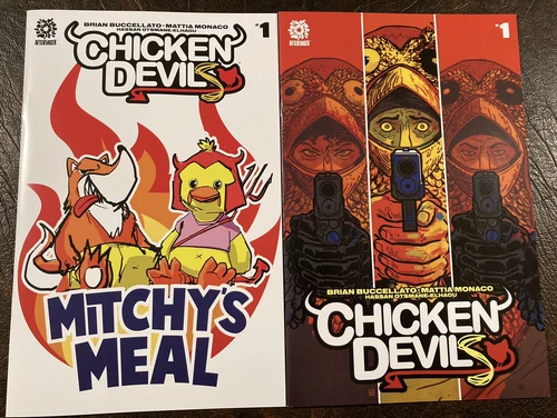 CHICKEN DEVILS #1 SET OF 2 1:15 MONACO SHERMAN AFTERSHOCK VARIANT COMIC BOOK BA