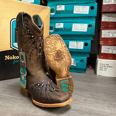 WOMEN'S WESTERN SQUARED TOE COWGIRL BOTAS SMOOTH LEATHER RANCH LIFE ...