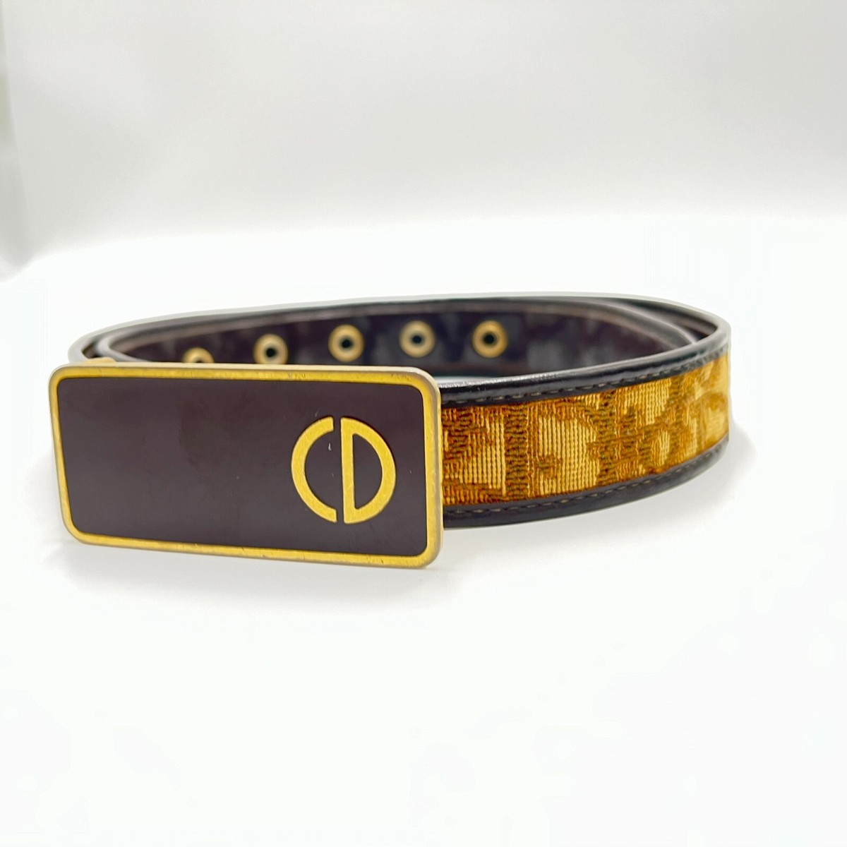 Dior Trotter And Leather Belt Christian Dior Dior Trotter Belt Size: 75 Beige Brown Canvas  main image 4