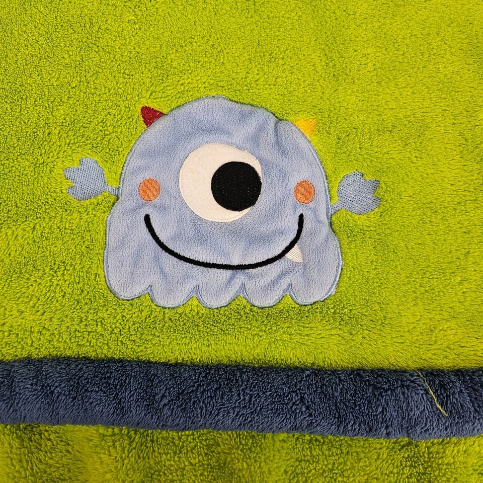 Tiddliwinks Green Blue Plush Fleece Baby Blanket Monster Alien Soft Lovey - Image 2 of 4