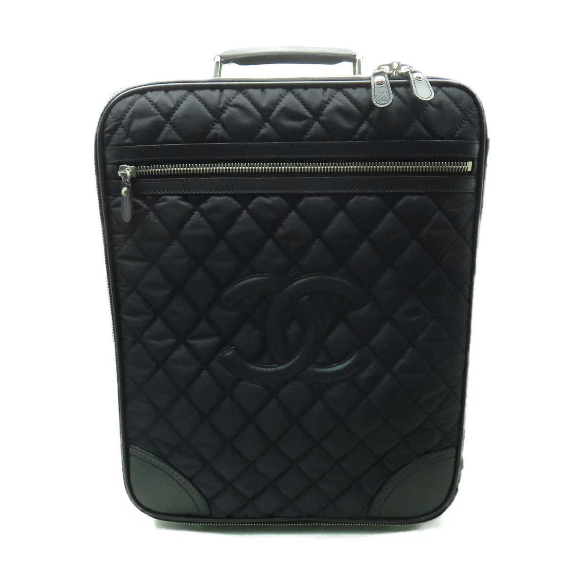 CHANEL Quilted CC SHW Luggage Nylon Black