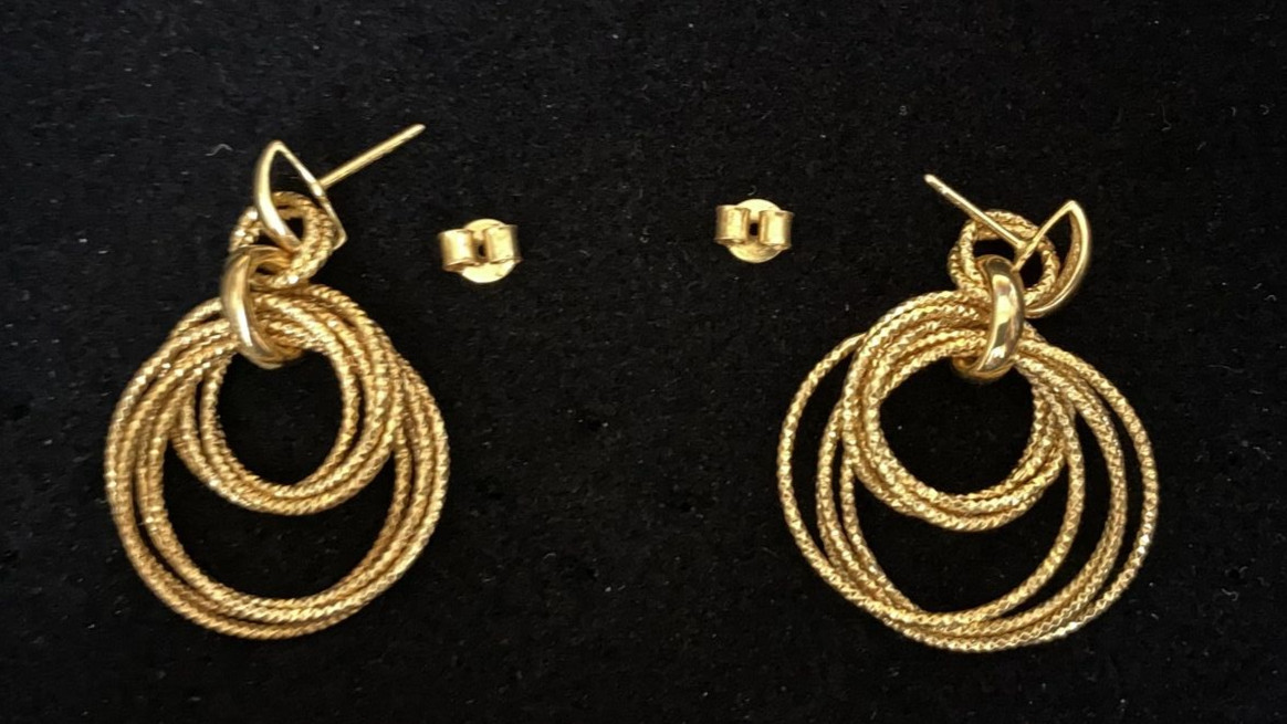 Multiple Hoops Dangle Post Earrings, 925 Silver G… - image 9