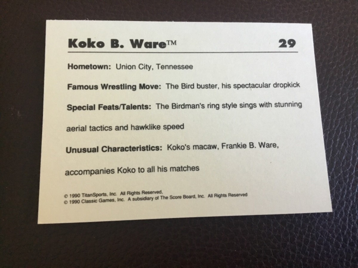 Koko B. Ware 1990 Classic WWF #29 WWE Wrestling Card with Frankie
