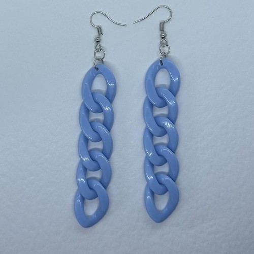 Acrylic chain earrings, long kitsch earrings pink blue purple 10.5 cm long - Picture 6 of 84