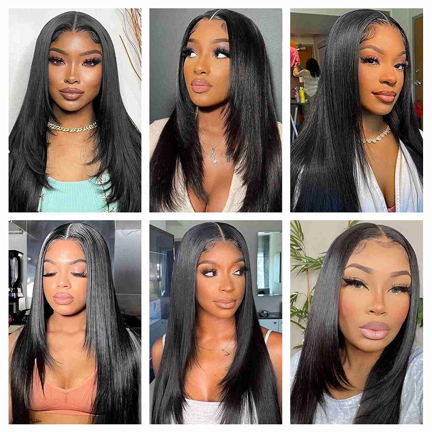 Human Hair Layered Cut Lace Wig for Women 180% Density Straight Lace Front  Wig | eBay