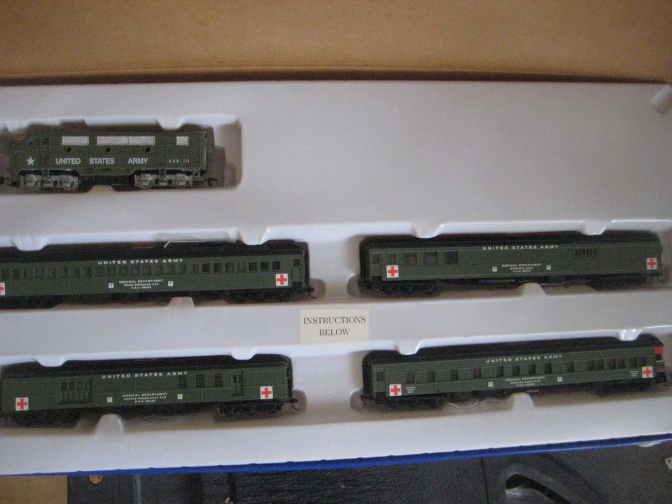 US ARMY MILITARY TRAIN SET F3 A LOCO AND 4 PASSENGER CARS-MRC DCC/DC/S - Image 2 of 4