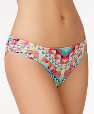 Bar III Women's Geo-Print Hipster Bikini Bottom Swimsuit Separates Sz. Large
