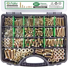 907-Piece Grade 8.8 Metric Bolt and Nut Assortment Kit, Yellow Zinc Plated