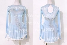 Adult Ice Skating Figure skating Dress Gymnastics Costume pale blue dyeing