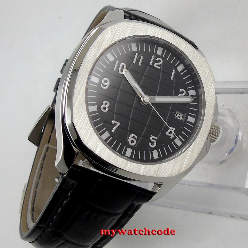 Relógio masculino quadrado automático 40mm Bliger mostrador preto estéril data vidro de safira - Imagem 4 de 4