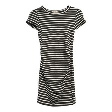 Heart & Hips Short Sleeve Striped Side Ruched Maternity Dress