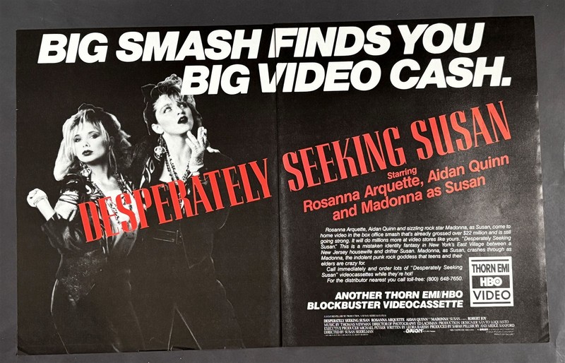 Desperately Seeking Susan (Madonna) 1985 Two Page Short Print Poster Type Ad