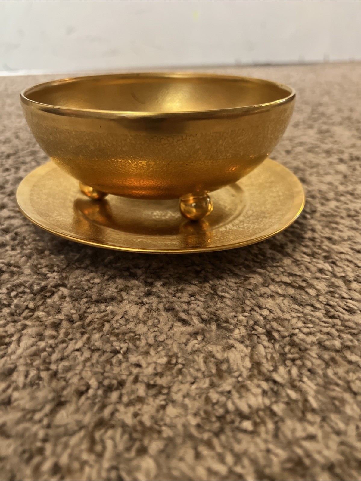 VTG Decorative gold 5.5" plate and bowl (or cup?) w/feet set