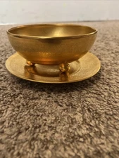 VTG Decorative gold 5.5" plate and bowl (or cup?) w/feet set