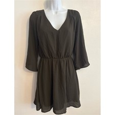 Forever 21 simple day/evening Olive V-Neck Long Sleeve Mini Dress