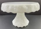 Anchor Hocking Milk Glass Pedestal Cake Stand 10" Harvest Grape White Vintage