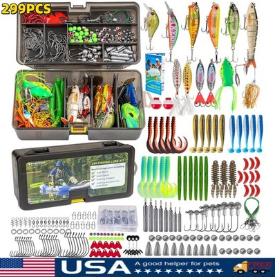 299PCS Fishing Lures Tackle Box Bass Kit, Including Lure Fishing Gear Tackle Box