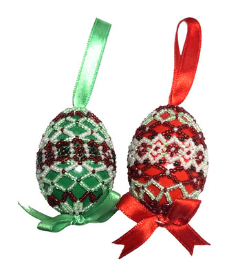 Eastern beaded eggs Ornaments Pysanky  style decoration 2pcs Handmade