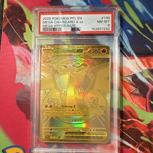 Pokémon Mega Charizard X ex 130/094 Me02 Phantasmal Flames Mega Hyper Rare PSA 8