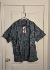 Cooke Street Hawaiian Islands Men's Short Sleeve Button Up Shirt. XXL Green
