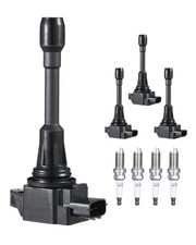 Ignition Coil Pack Spark Plugs Set 4 Compatible Nissan Altima Versa Sentra