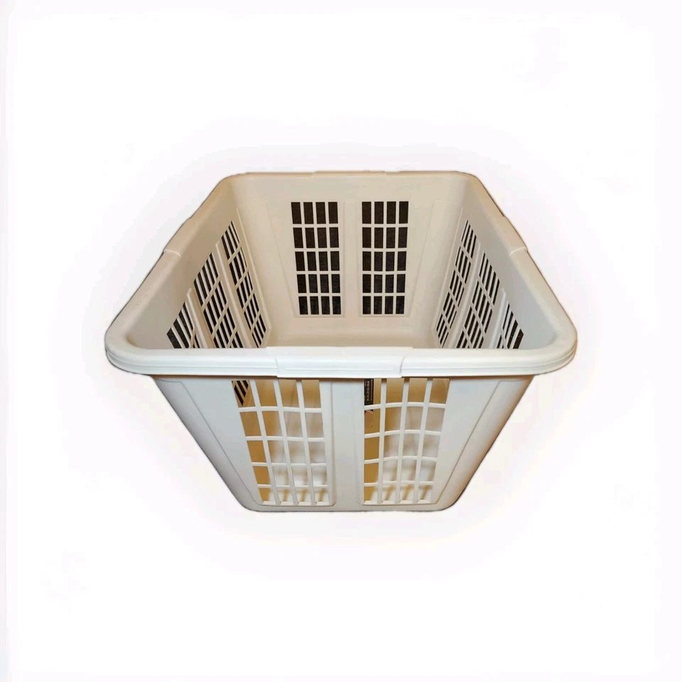 Rubbermaid Vintage Laundry Basket Hamper 2965 Almond Rectangular 1986 - Image 3 of 4