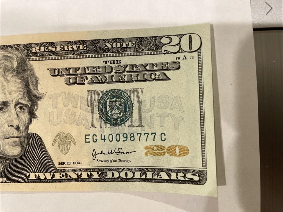 2004 "LUCKY 7's" $20 TWENTY DOLLAR BILL - 3 of a Kind Fancy Serial Number - Image 3 of 4