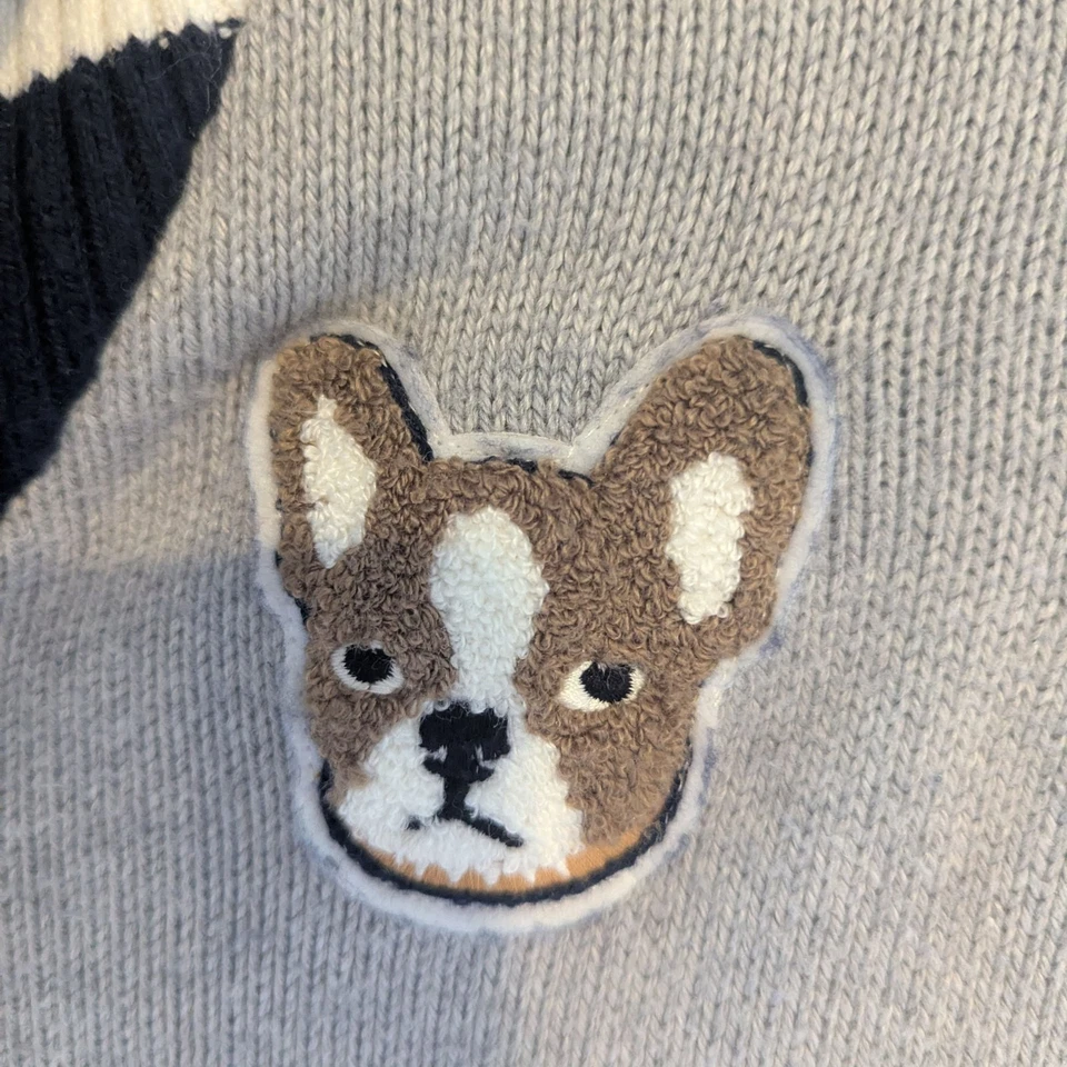 Janie and Jack Niño Gris Azul Bulldog Cárdigan Suéter Chal Cuello 5 Foto 4 de 4