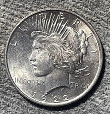 1922 Peace Silver Dollar $1 - 90% Silver - Philadelphia Mint - Great Luster!